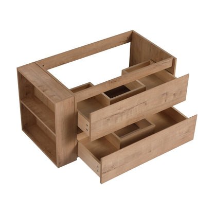 Allsumhome 36" Wall Mounting Floating Bathroom Vanity, Soft Close Drawer,Imitative Oak Finish(Only Vanity, Without Basin)