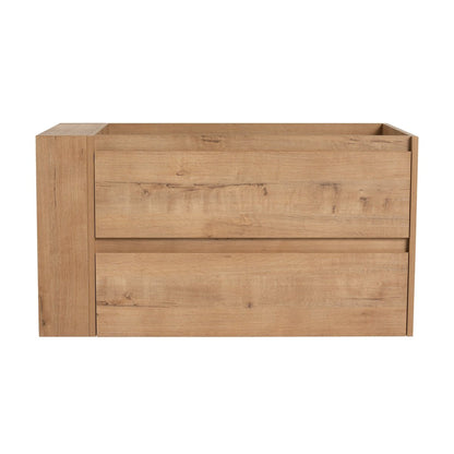 Allsumhome 36" Wall Mounting Floating Bathroom Vanity, Soft Close Drawer,Imitative Oak Finish(Only Vanity, Without Basin)