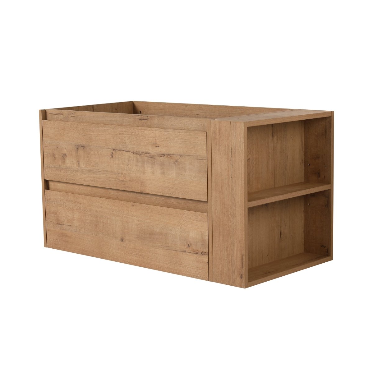 Allsumhome 36" Wall Mounting Floating Bathroom Vanity, Soft Close Drawer,Imitative Oak Finish(Only Vanity, Without Basin)