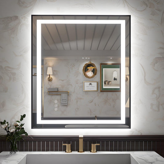 Apex - B 36x32in vanity with lights and mirror for Bathroom Wall,Framed LED Bathroom Mirror,Anti - Fog,Shatter - Proof,ETL Listed