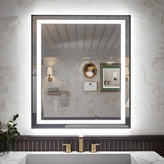 Apex - B 36x36in vanity with lights and mirror for Bathroom Wall,Framed LED Bathroom Mirror,Anti - Fog,Shatter - Proof,ETL Listed