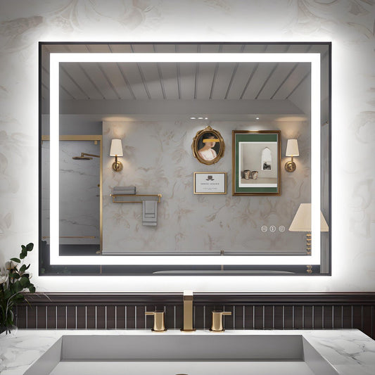 Apex - B 40x32in vanity with lights and mirror for Bathroom Wall,Framed LED Bathroom Mirror,Anti - Fog,Shatter - Proof,ETL Listed
