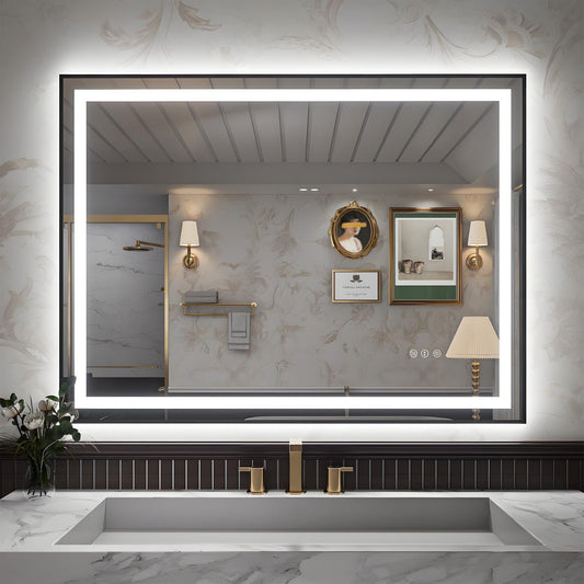 Apex - B 48x36in vanity with lights and mirror for Bathroom Wall,Framed LED Bathroom Mirror,Anti - Fog,Shatter - Proof,ETL Listed