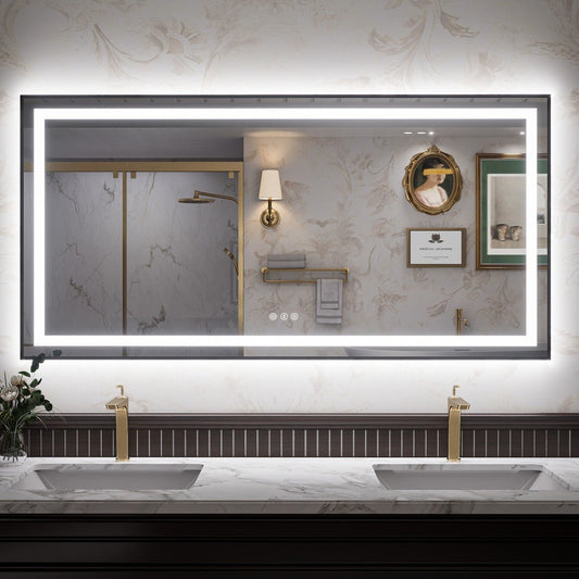 Apex - B 60x30in vanity with lights and mirror for Bathroom Wall,Framed LED Bathroom Mirror,Anti - Fog,Shatter - Proof,ETL Listed