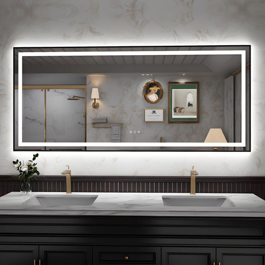 Apex - B 72x32in vanity with lights and mirror for Bathroom Wall,Framed LED Bathroom Mirror,Anti - Fog,Shatter - Proof,ETL Listed