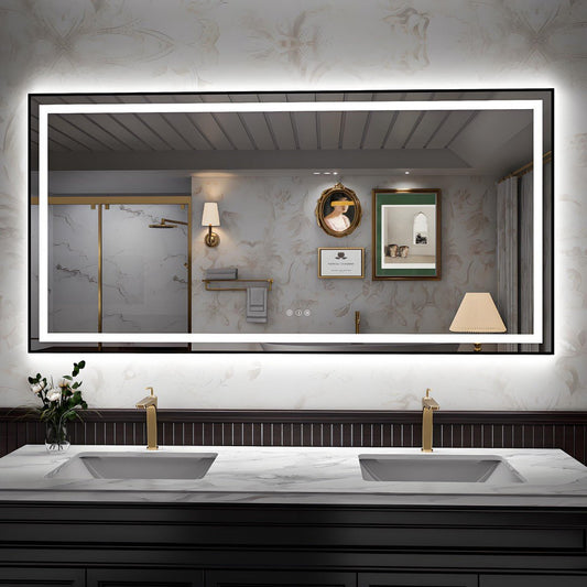 Apex - B 72x36in vanity with lights and mirror for Bathroom Wall,Framed LED Bathroom Mirror,Anti - Fog,Shatter - Proof,ETL Listed