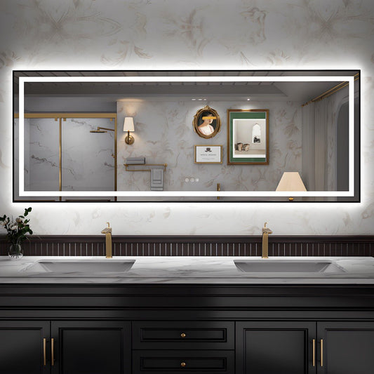 Apex - B 84x32in vanity with lights and mirror for Bathroom Wall,Framed LED Bathroom Mirror,Anti - Fog,Shatter - Proof,ETL Listed