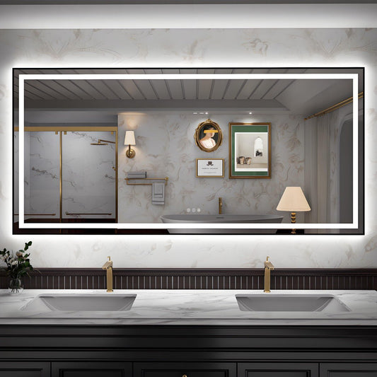 Apex - B 84x40in vanity with lights and mirror for Bathroom Wall,Framed LED Bathroom Mirror,Anti - Fog,Shatter - Proof,ETL Listed