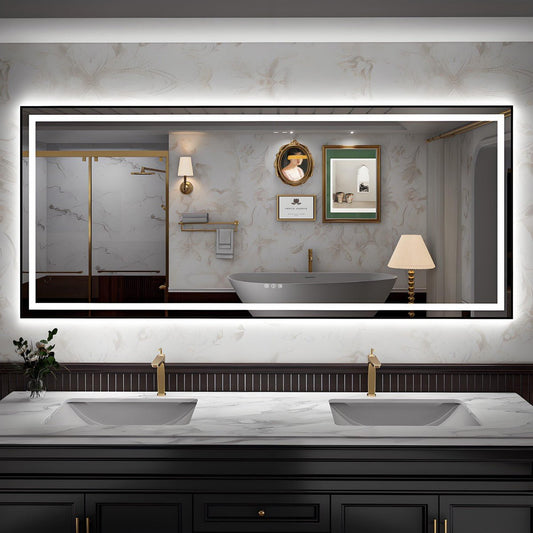 Apex - B 88x38in vanity with lights and mirror for Bathroom Wall,Framed LED Bathroom Mirror,Anti - Fog,Shatter - Proof,ETL Listed