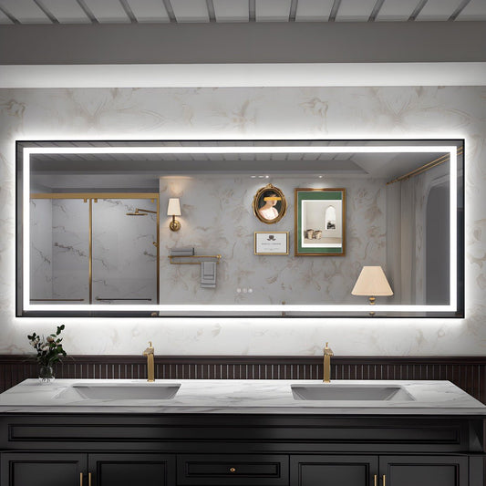 Apex - B 96x36in vanity with lights and mirror for Bathroom Wall,Framed LED Bathroom Mirror,Anti - Fog,Shatter - Proof,ETL Listed