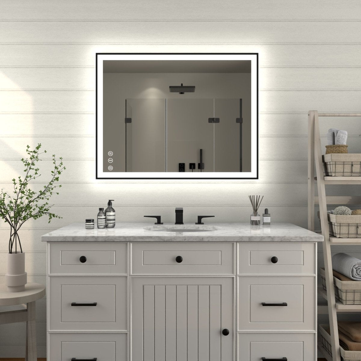 Apex - Noir 28"x36" Framed LED Lighted Bathroom Mirror