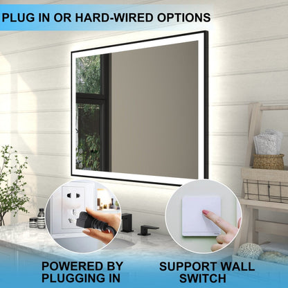 Apex - Noir 28"x36" Framed LED Lighted Bathroom Mirror