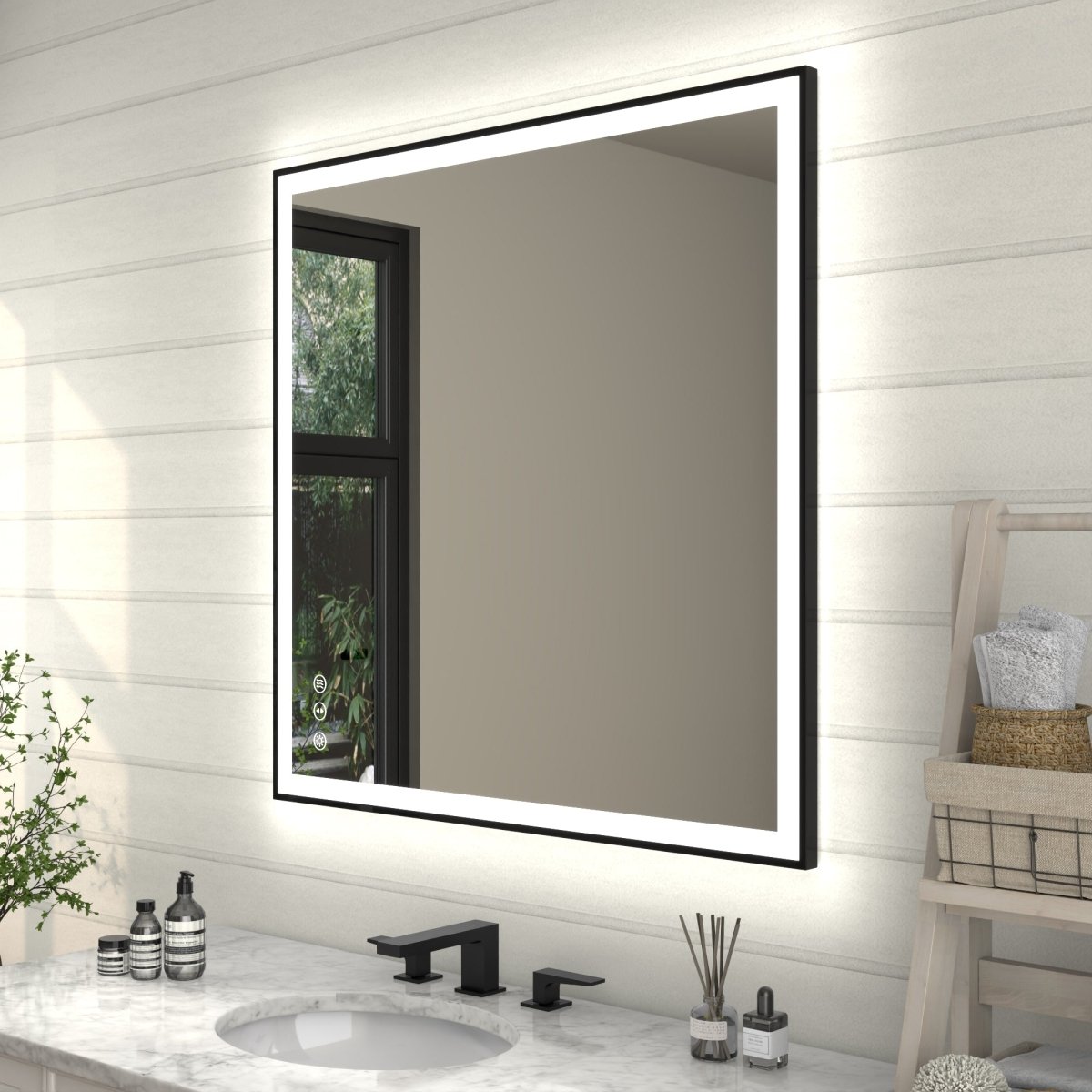 Apex - Noir 36"x36" Framed LED Lighted Bathroom Mirror