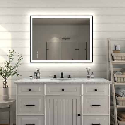 Apex - Noir 40"x30" Framed LED Lighted Bathroom Mirror