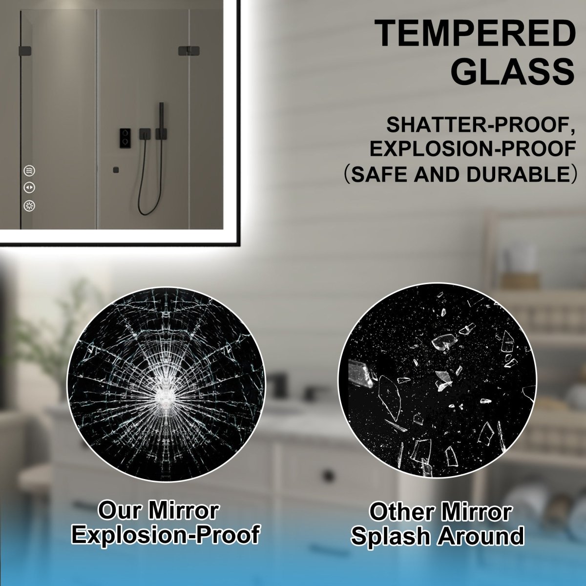 Apex - Noir 60"x28" Framed LED Lighted Bathroom Mirror