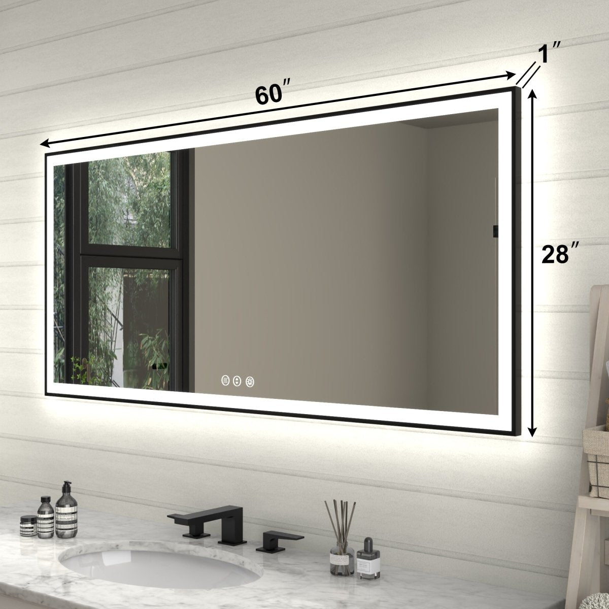 Apex - Noir 60"x28" Framed LED Lighted Bathroom Mirror