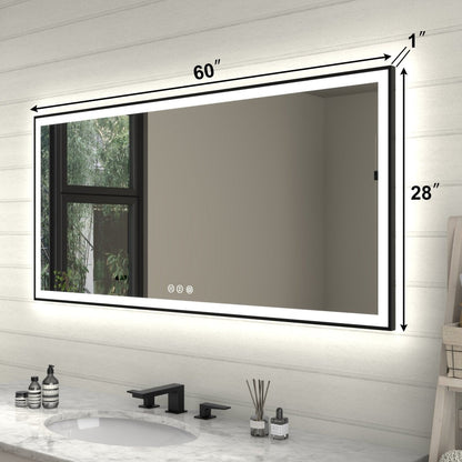 Apex - Noir 60"x28" Framed LED Lighted Bathroom Mirror