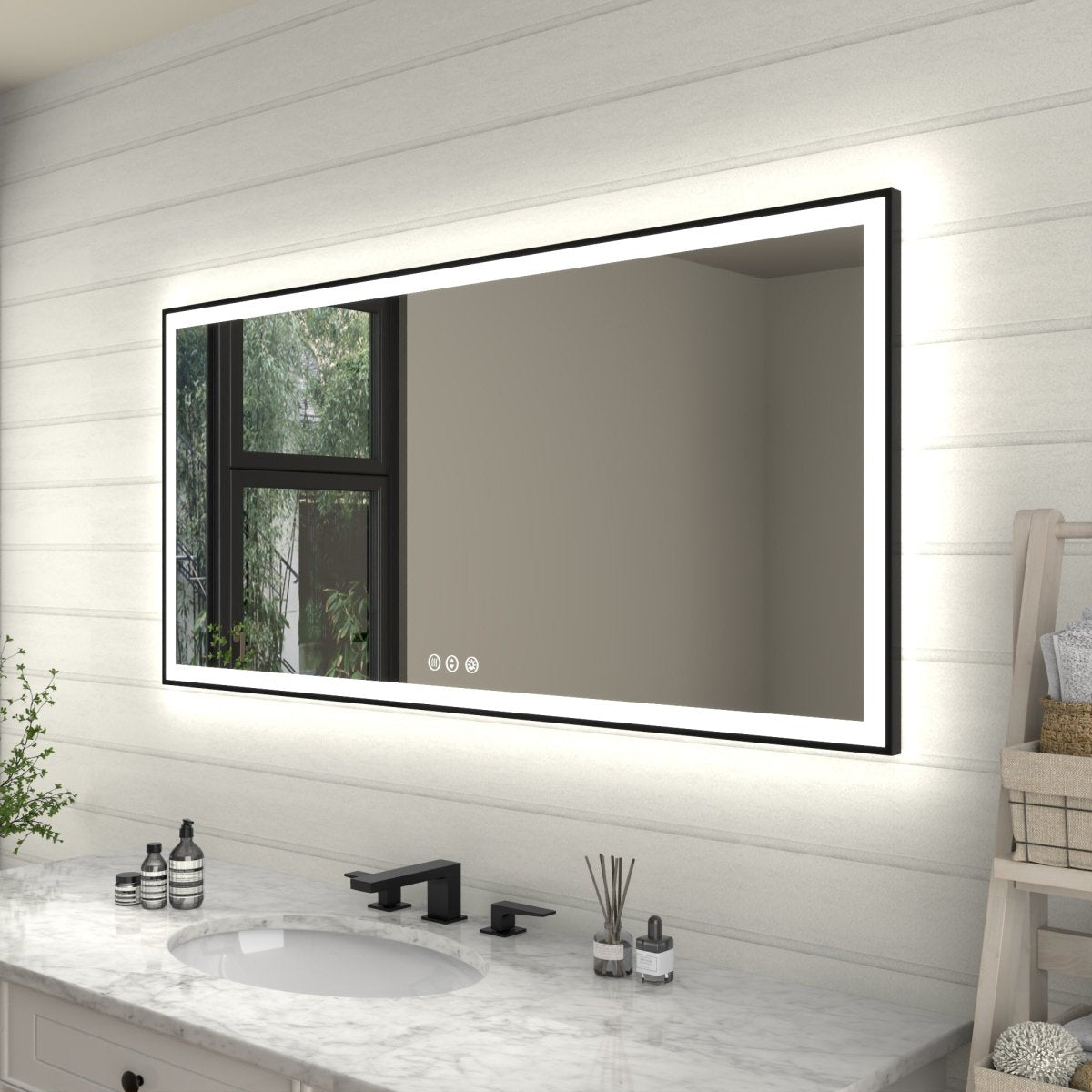 Apex - Noir 60"x28" Framed LED Lighted Bathroom Mirror