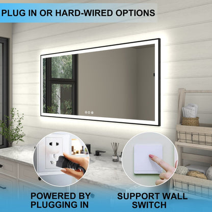 Apex - Noir 60"x28" Framed LED Lighted Bathroom Mirror