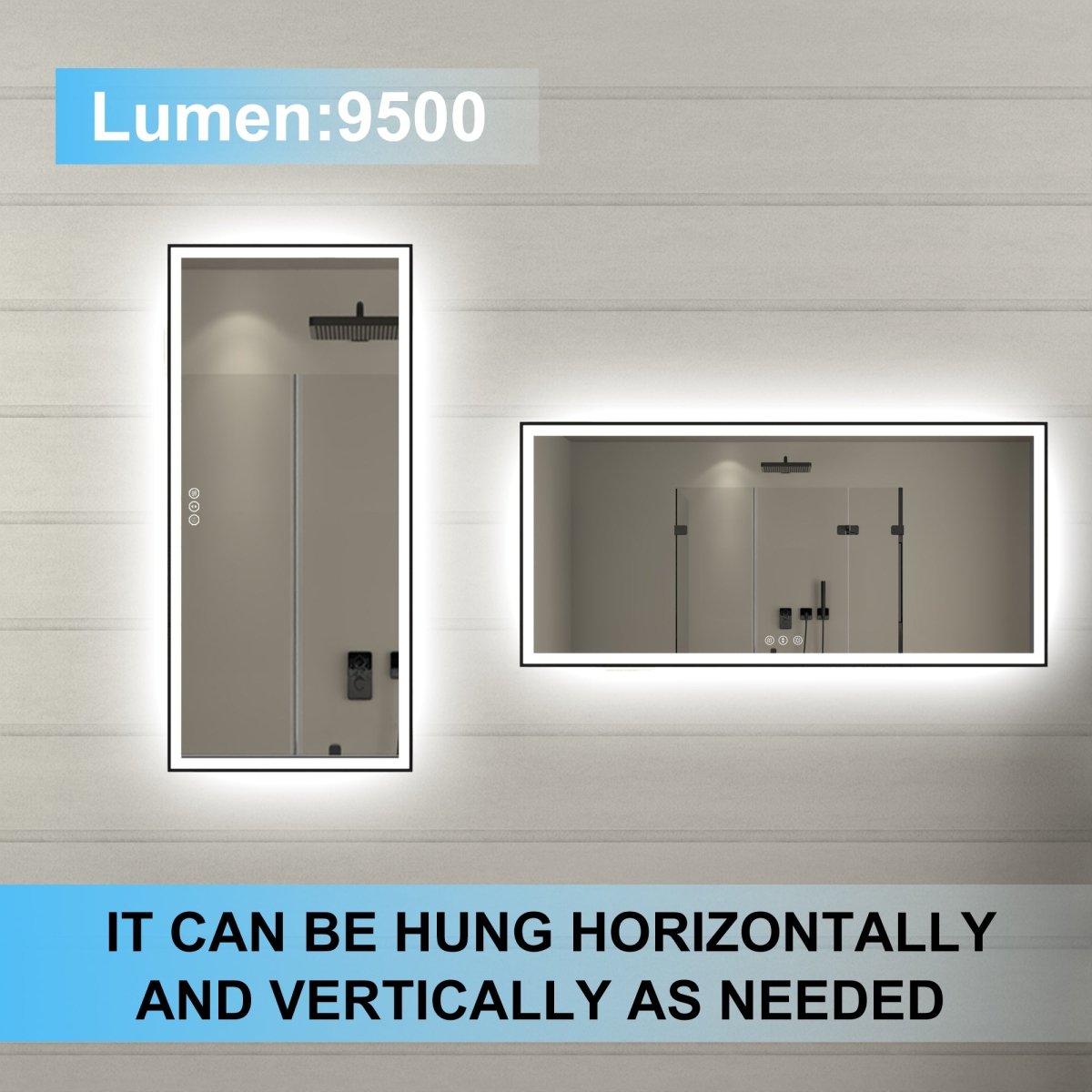 Apex - Noir 60"x28" Framed LED Lighted Bathroom Mirror