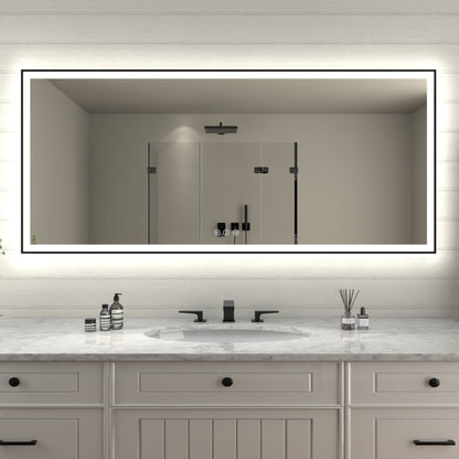 Apex - Noir 72"x32" Framed LED Lighted Bathroom Mirror