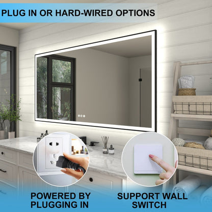 Apex - Noir 72"x36" Framed LED Lighted Bathroom Mirror