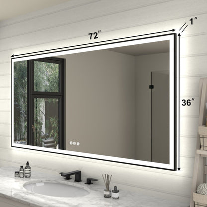 Apex - Noir 72"x36" Framed LED Lighted Bathroom Mirror