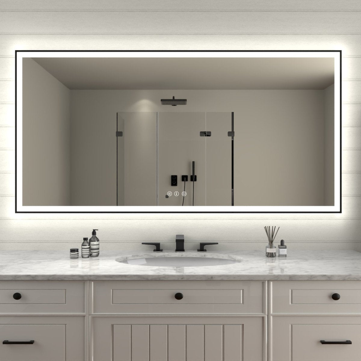 Apex - Noir 72"x36" Framed LED Lighted Bathroom Mirror