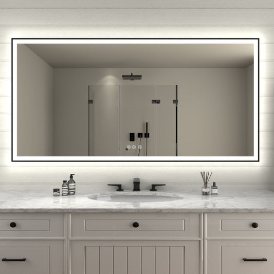 Apex - Noir 72"x36" Framed LED Lighted Bathroom Mirror