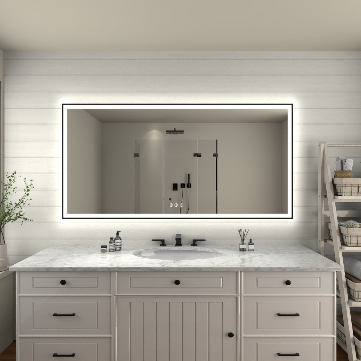 Apex - Noir 72"x36" Framed LED Lighted Bathroom Mirror