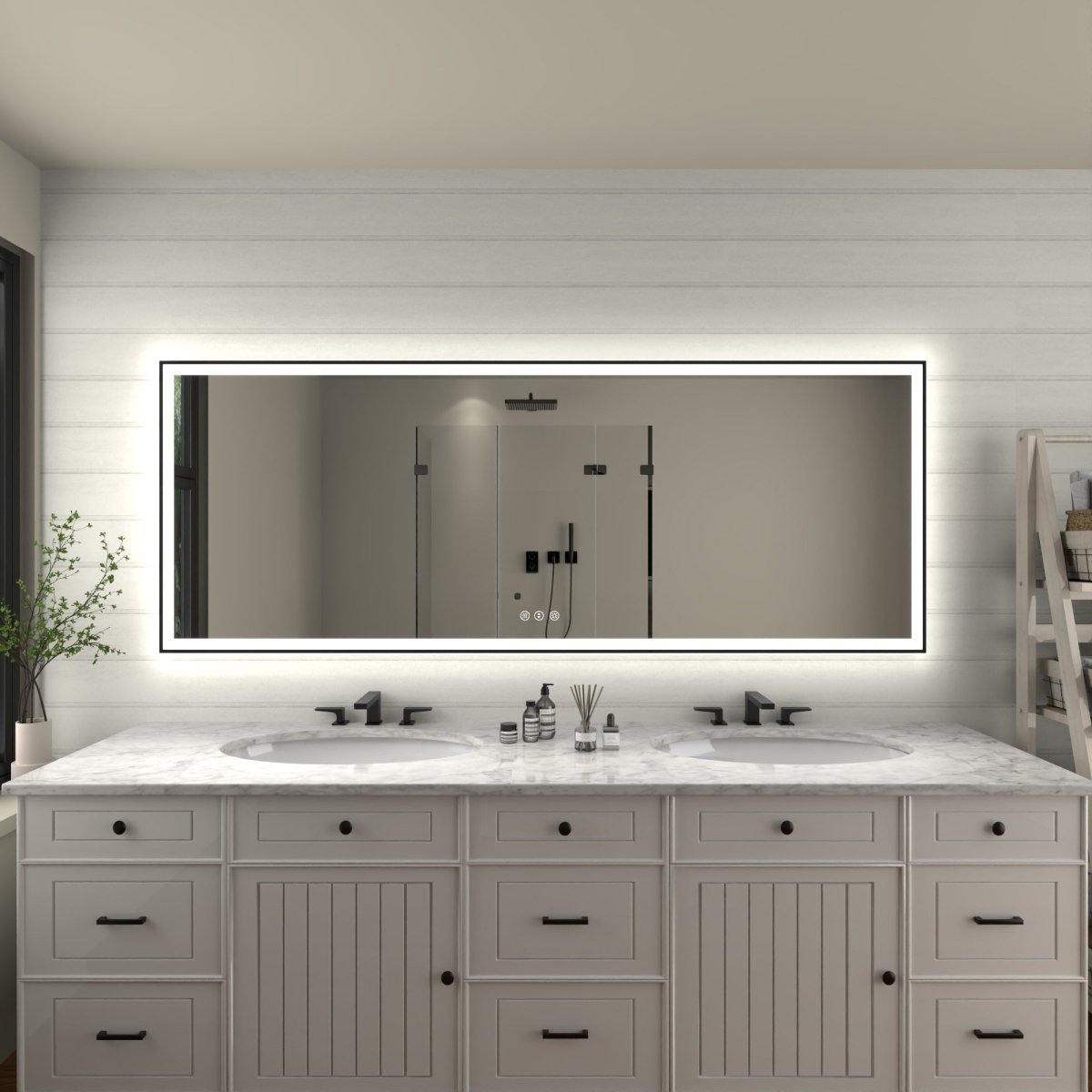Apex - Noir 84"x32" Framed LED Lighted Bathroom Mirror