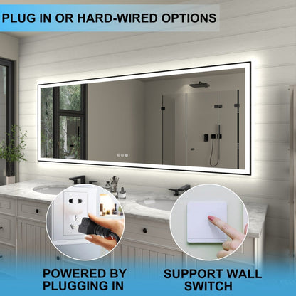 Apex - Noir 84"x32" Framed LED Lighted Bathroom Mirror