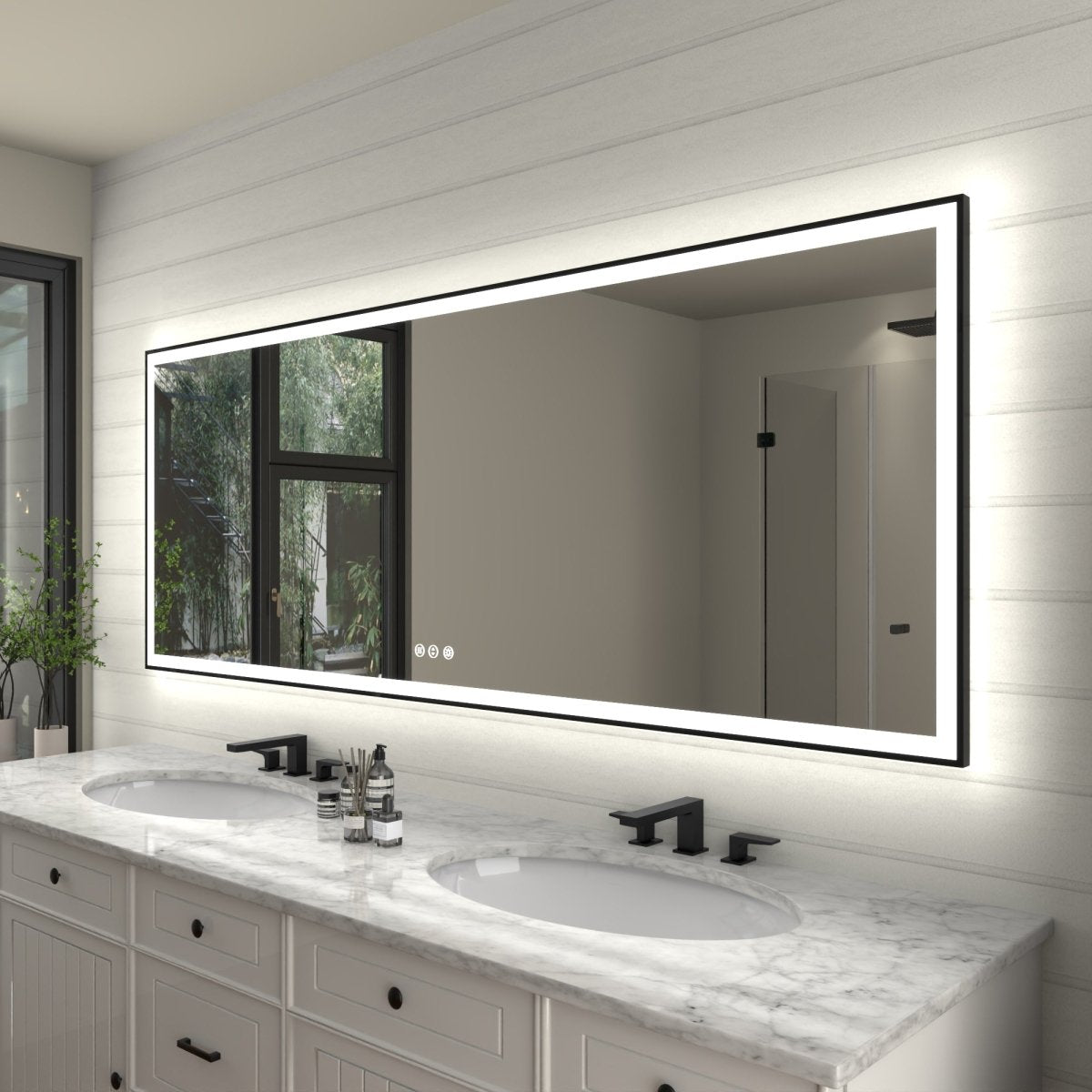 Apex - Noir 84"x32" Framed LED Lighted Bathroom Mirror