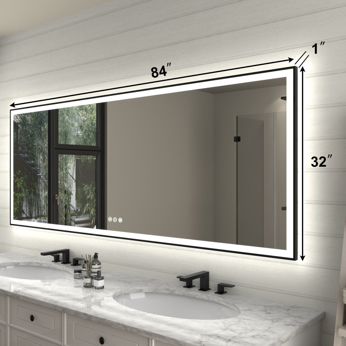 Apex - Noir 84"x32" Framed LED Lighted Bathroom Mirror