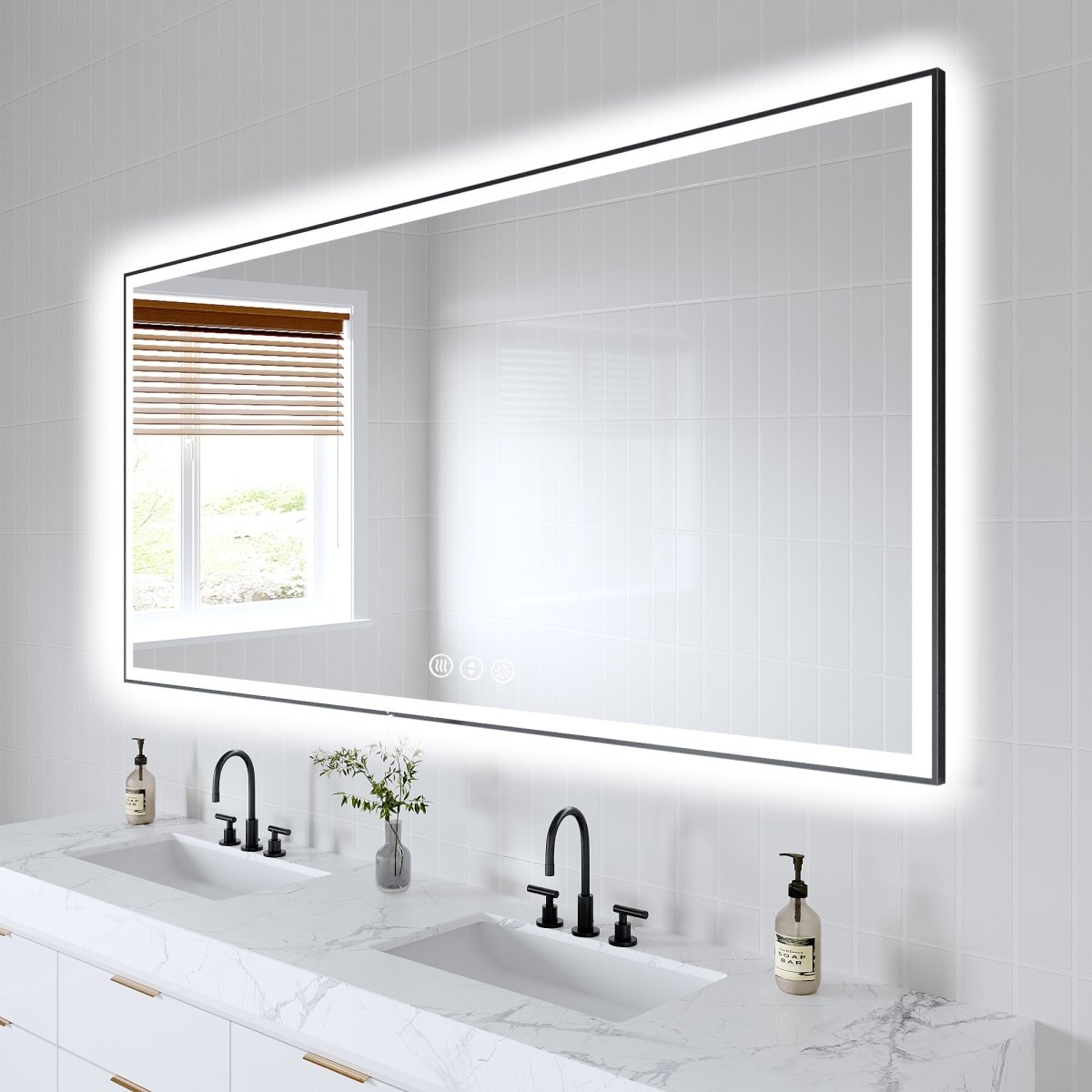 Apex - Noir 84"x40" Framed LED Lighted Bathroom Mirror