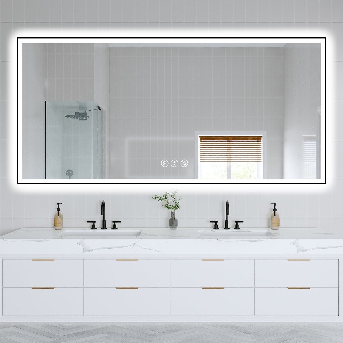 Apex - Noir 84"x40" Framed LED Lighted Bathroom Mirror