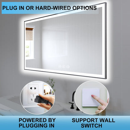Apex - Noir 84"x40" Framed LED Lighted Bathroom Mirror
