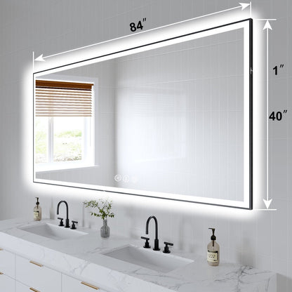 Apex - Noir 84"x40" Framed LED Lighted Bathroom Mirror