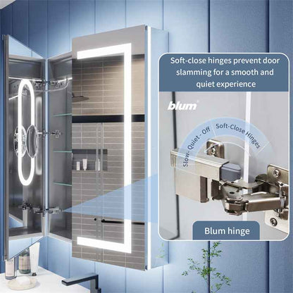 Illusion-B 60" x 36" LED Lighted Inset Mirrored Medicine Cabinet with Magnifiers Front and Back Light -pricedifferent