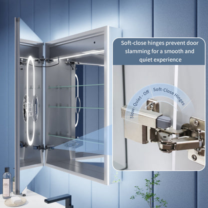 Illusion-B 66" x 32" LED Lighted Inset Mirrored Medicine Cabinet with Magnifiers Front and Back Light - ExBriteUSA