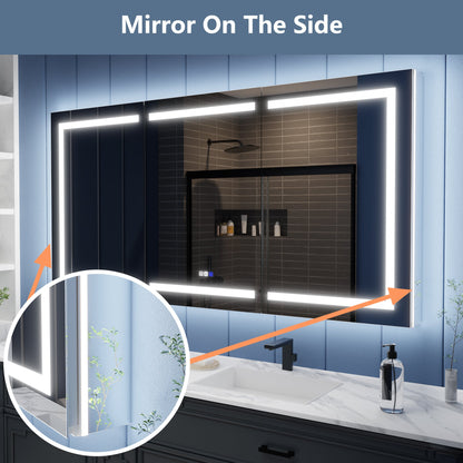 Illusion-B 72" x 36" LED Lighted Recessed Bathroom Medicine Cabinet with Magnifiers Front and Back Light