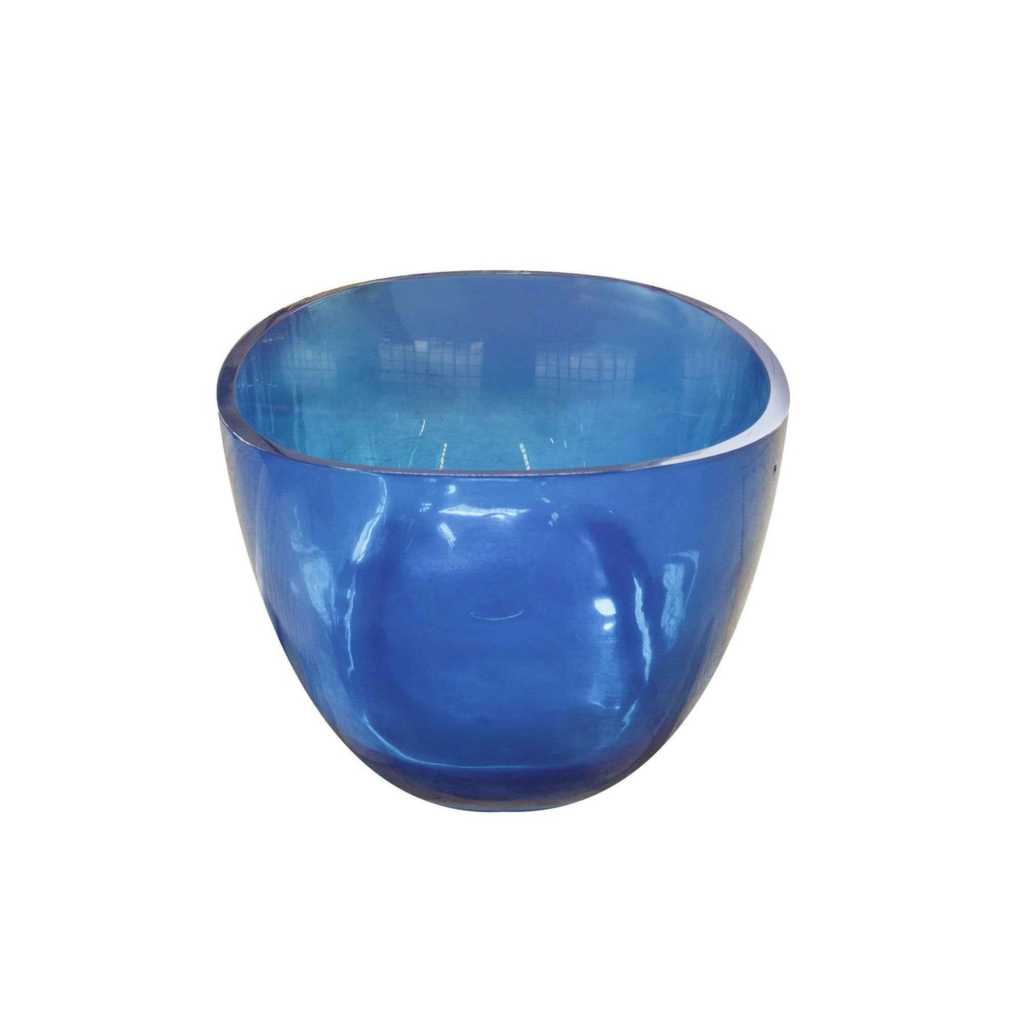 RS 64 inch Transparent Blue Oval Shape Freestanding Soaking Bathtub For The Bathroom