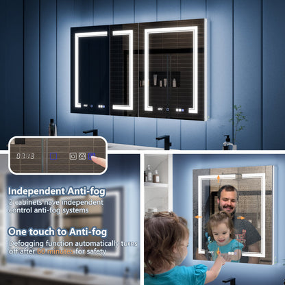 Illusion-B 54" x 32" LED Lighted Inset Mirrored Medicine Cabinet with Magnifiers Front and Back Light - ExBriteUSA