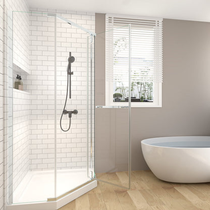 Prism Neo-Angle Frameless Shower Door 36 in. W x 72 in. H Corner Shower Enclosure,6mm Clear Glass,Pivot Shower Doors,Chrome,Not Base