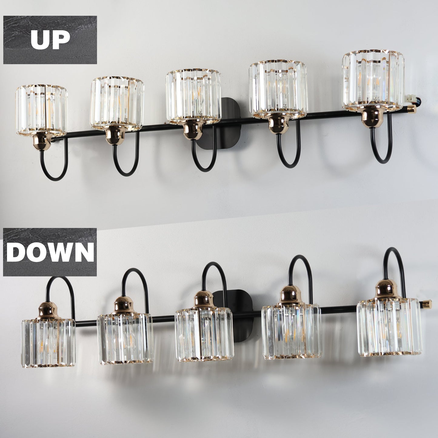 ExBrite 41" W 5 Lights Bathroom Black and Gold Vanity Lights for Bathroom Light - ExBriteUSA
