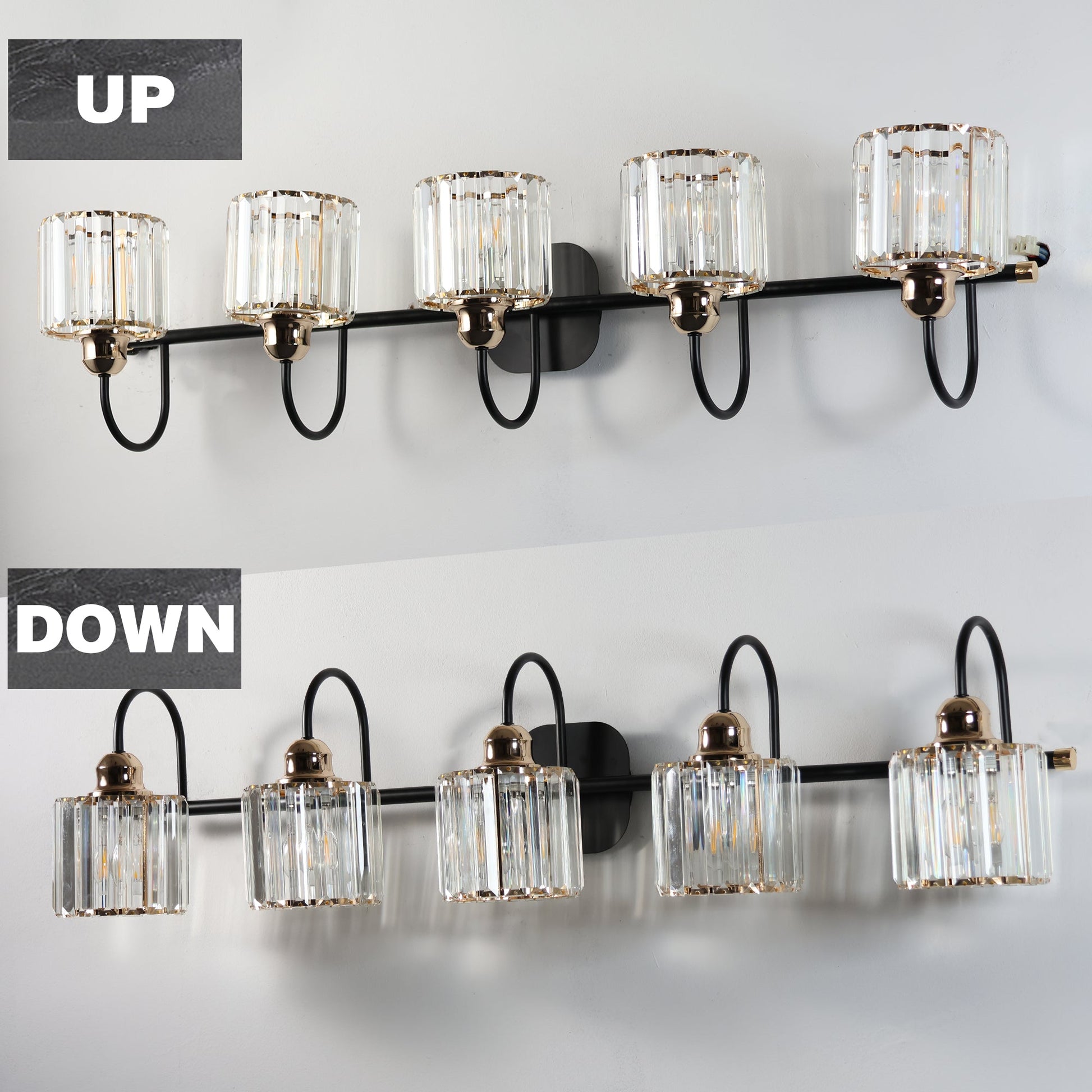 ExBrite 41" W 5 Lights Bathroom Black and Gold Vanity Lights for Bathroom Light - ExBriteUSA