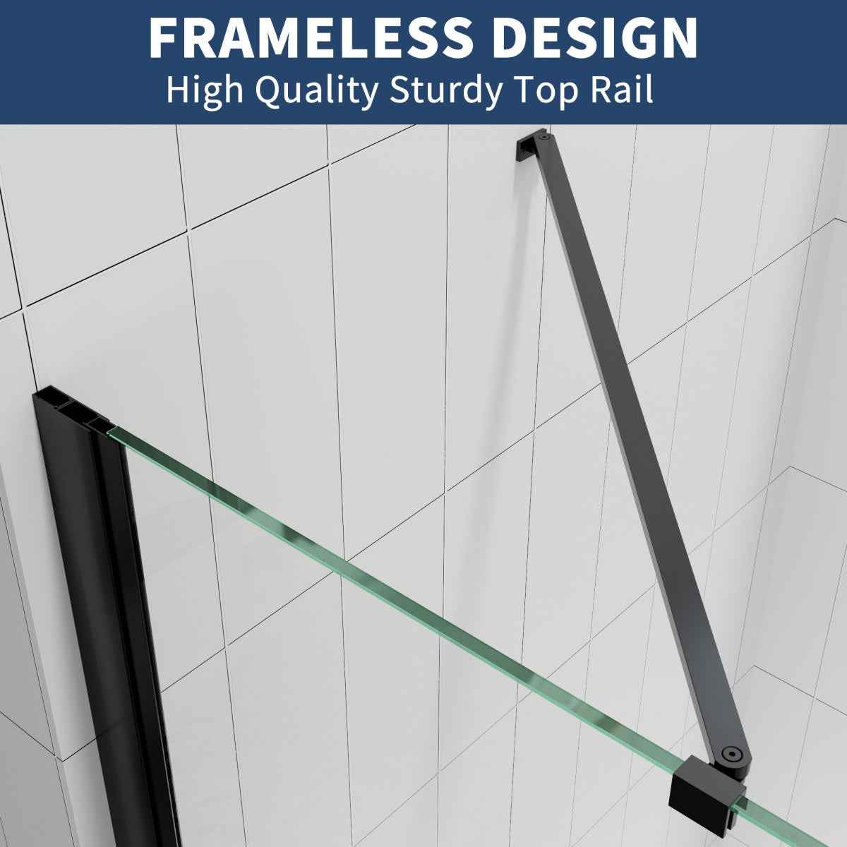 Gemini-W Allsumhome 56-58"Wx71"H Semi-Frameless Pivot Glass Shower Door,Pivot Shower Door,SGCC Tempered Glass,Matte Black,Reversible Installation