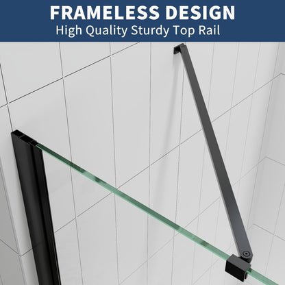 Valor-W Allsumhome 56-58"Wx71"H Semi-Frameless Pivot Glass Shower Door,Pivot Shower Door,SGCC Tempered Glass,Matte Black,Reversible Installation