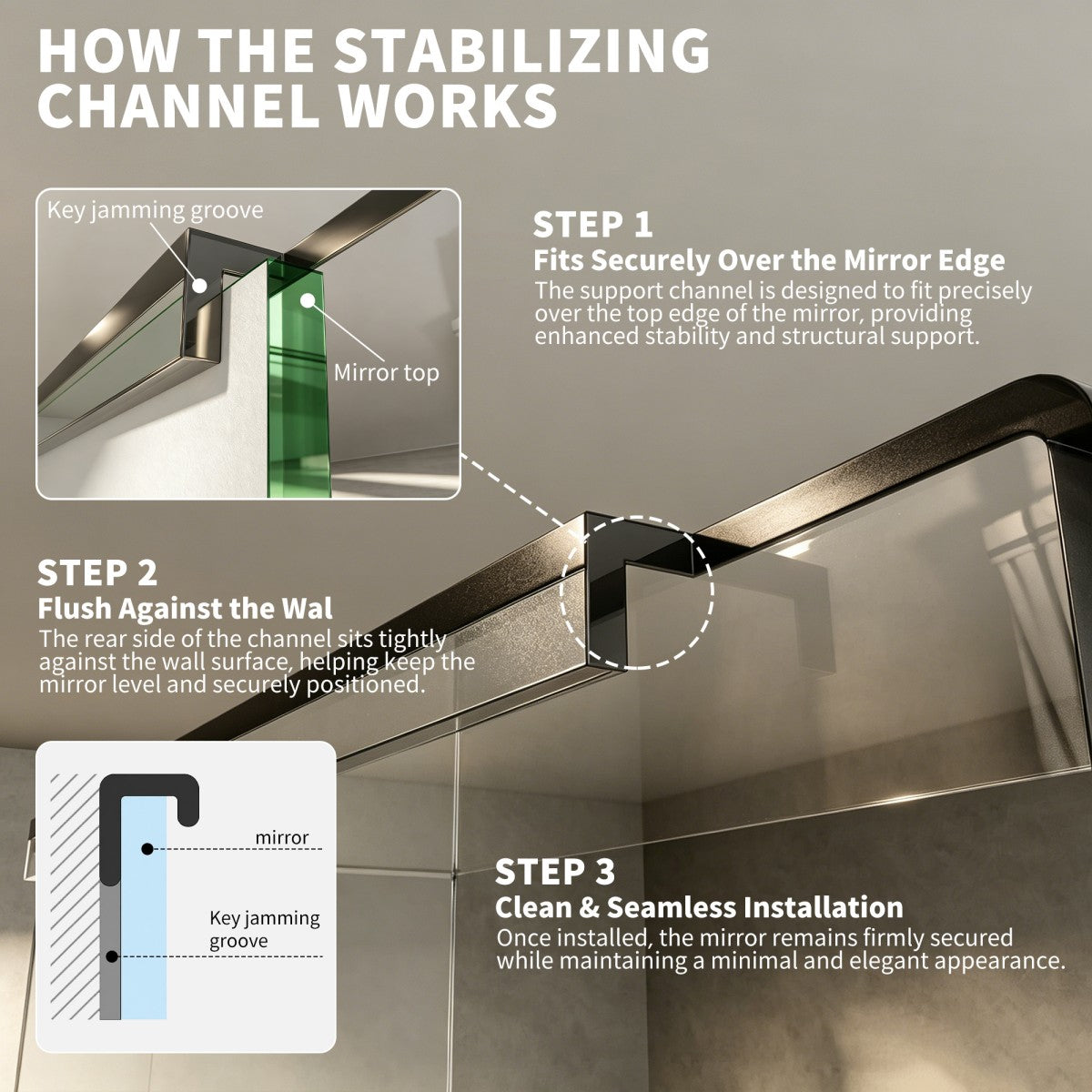Premium Mirrored Bathroom Organizer Shelf – Elegant Storage for Beauty Essentials