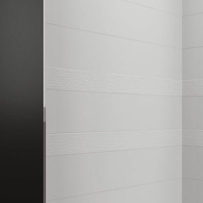 Boo Solid Surface 60"L x 36"W x 78"H Shower Wall Panel Surround,White,Bathroom Tile Renovation,Quick Install,Waterproof,Durable